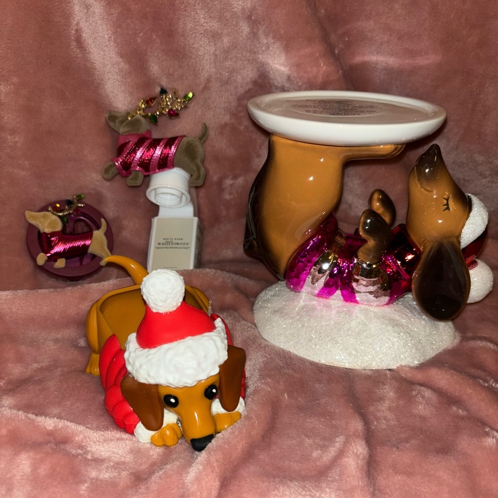 christmas dachshund bath and body works set